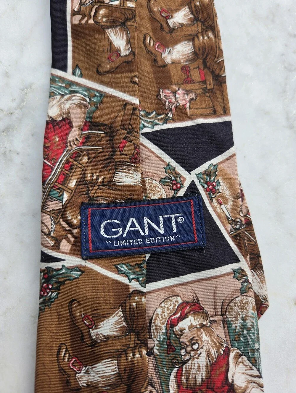Gant Brown and Black Santa Pattern Silk Tie
